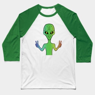 We Come In Peace Green Funny Alien Baseball T-Shirt